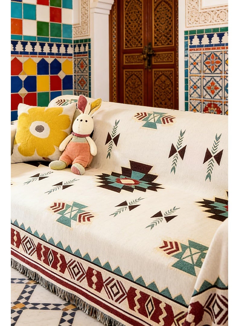 Auger Sofa Slipcover 3 Seater Sofa Cover Double Side Couch Covers Fashion Nordic Style Knitted Tassel Decor Woven Sofa Blanket for Bed Boho Sofa Covers Washable Soft Throw Blanket Non-Slip Large Size 180 * 230CM - Image 4